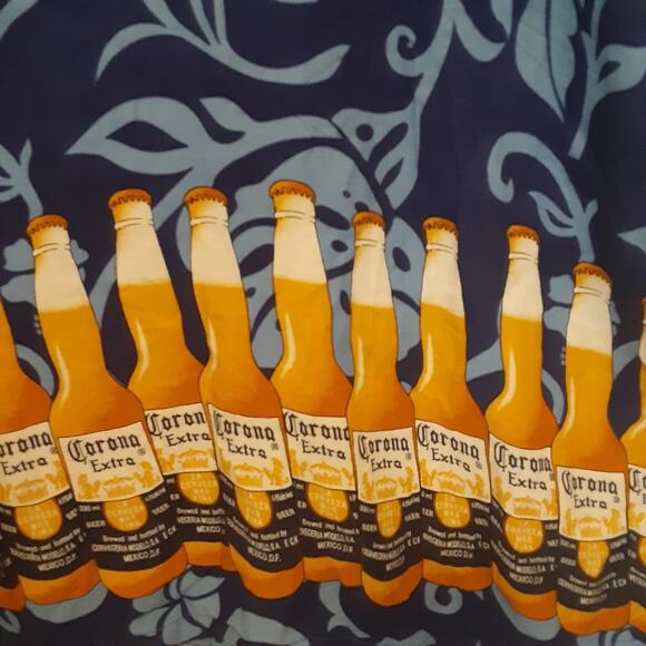 Corona Extra Shirt Mens XL Blue Short Sleeve Button Up Mexican Classiccore - Picture 6 of 8